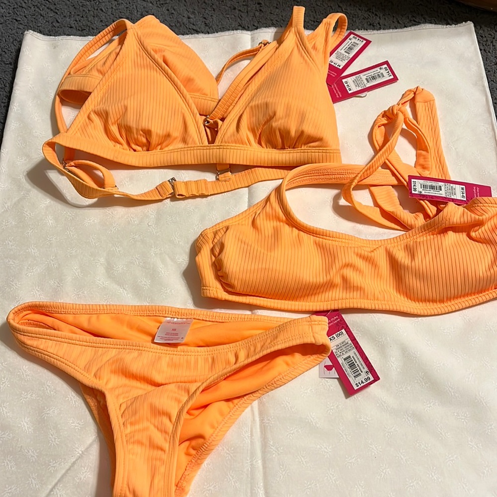 NWT Orange bikini tops and one bottom